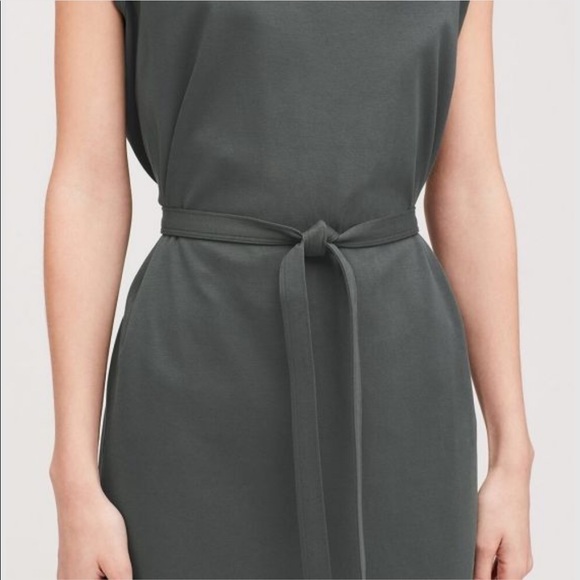 UNIQLO | NWT CREWNECK SLEEVELESS COTTON SHIFT DRESS MIDI LENGTH W/ BELT A-LINE - Picture 9 of 9